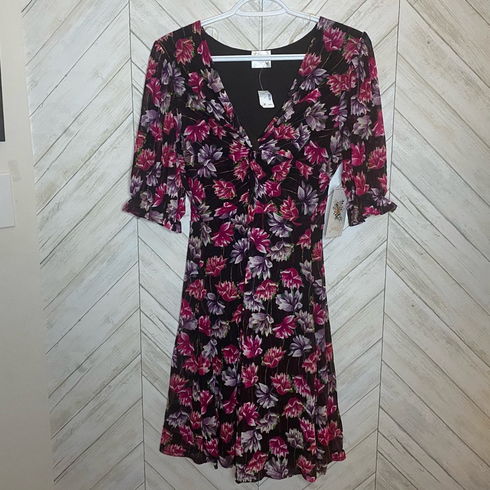 Floral Black and Pink Dress